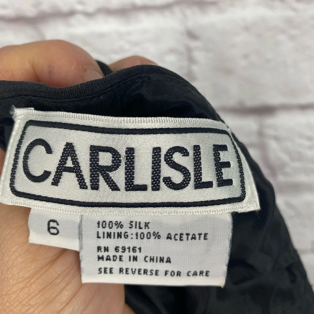 Carlisle Black Silk Vintage Pencil Skirt‎ Size 6